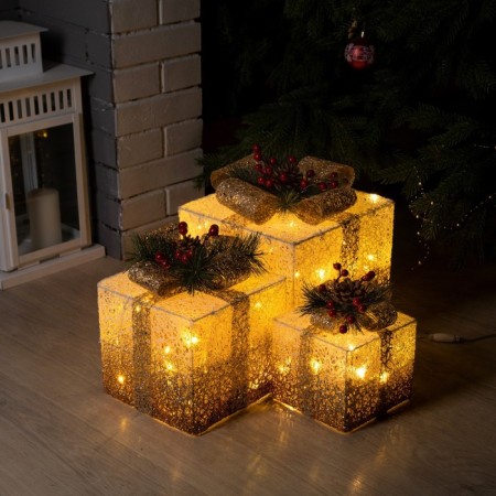 LED figure "Beige gifts" 15, 20, 25 cm, textiles, metal, 220 V, glow warm white-2