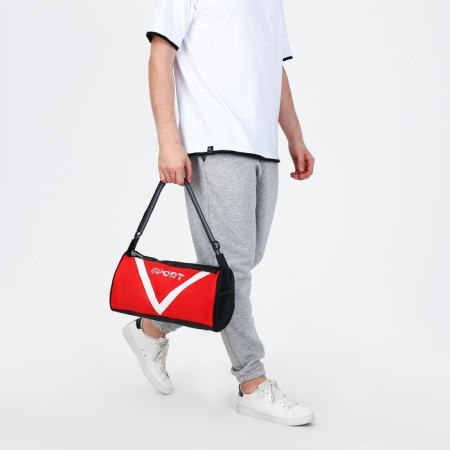 Sports bag, lightning department, side grid, long belt, red color-6
