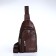 Male sling bag, artificial leather, headphone opening, brown color