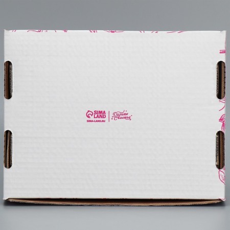 Box a gift team with a window, packaging, "flowers", white, 27x10x21 cm-4