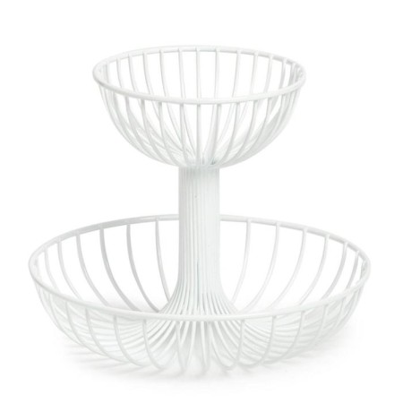 Fruit vase 2-tier white, 29 × 23.5 cm, metal-1