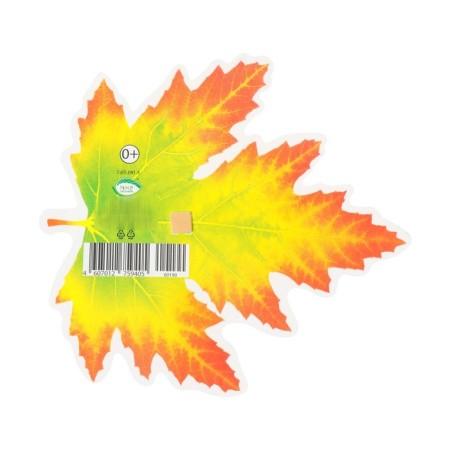 Decoration on adhesive tape "Maple leaf" Orange, green, 18x18 cm-1