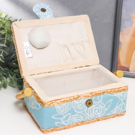 Casket for needlework "Rose on Blue" 10x13x19.5 cm-3