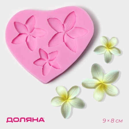 Mold Dolyana "Plumeria", silicone, 9 × 8 × 0.8 cm, pink color