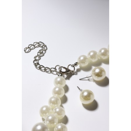 Set 2 objects: earrings, Kizel necklace scattering beads, white color, 42 cm-6