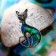 Brooch "Galiotis" cat is graceful, green color in black silver