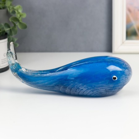Souvenir Glass "Blue Whale" under the Muranian glass 9x7x20 cm-2