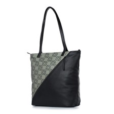 Youth bag, artificial leather, 420x330x140 cm, black/olive