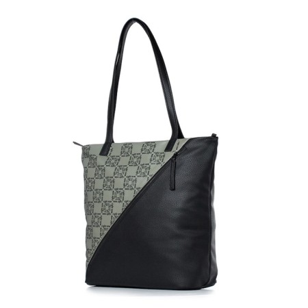 Youth bag, artificial leather, 420x330x140 cm, black/olive