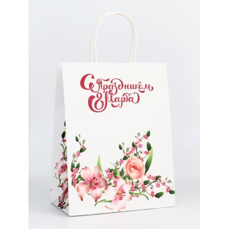 Package gift craft "Happy holiday on March 8!" 21 x 11 x 27 cm-1