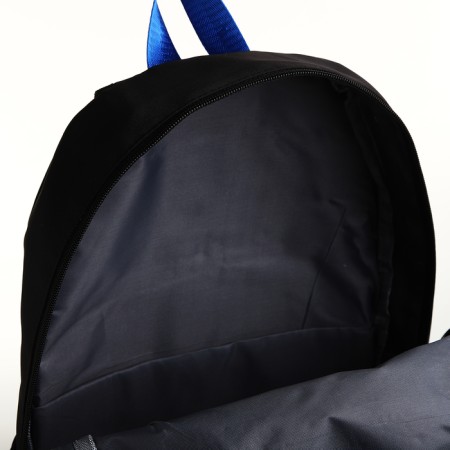 School backpack from textiles on lightning, 5 pockets, black/blue color-5