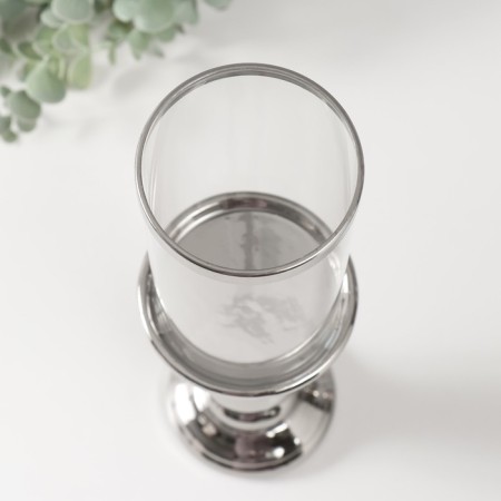 Ceramics candlestick, glass for 1 candle "Master" d = 8 cm silver 9.5x9.5x32 cm-2