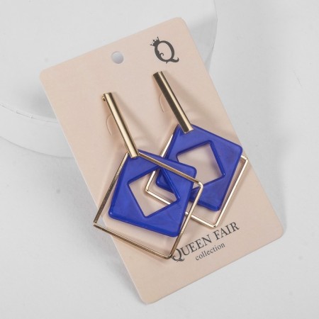 Earrings Assorted "Illusion", blue color in gold-5