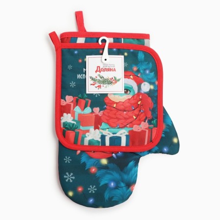 Set of kitchen shade "Dream will come true: a selection of 17x17 cm, mittens-seging 20x28 cm, 35% cotton-4
