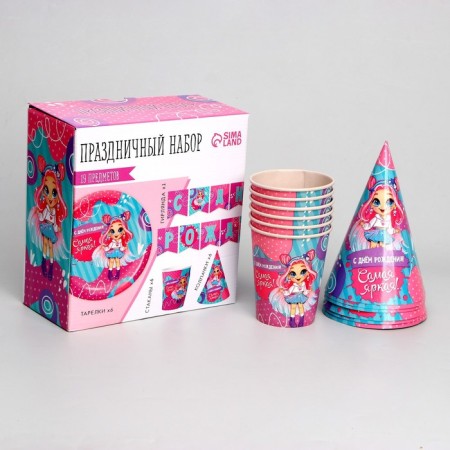 A set of paper dishes is a single birthday ”, the brightest, 6 plates, 6 glasses, 6 caps-6