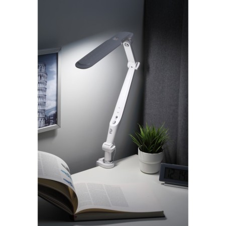 NLED-496-12W-W desktop lamp on a white clamp-8
