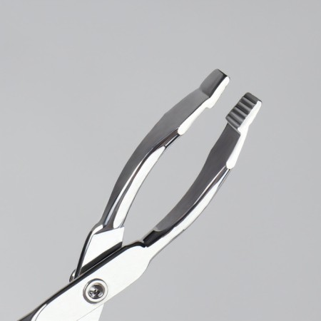 Pinzet in the form of scissors, curved, 8 cm, silver color-4
