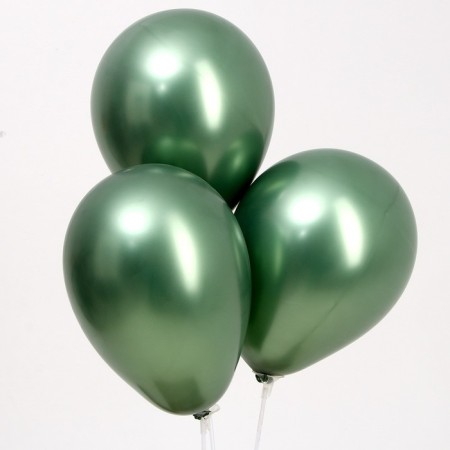 Latex ball 9 ", chrome, set 100 pcs., Natural green color