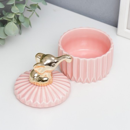 Coramics Coramics "Golden Elephant" Pink relief 12x8.2x8.2 cm-1