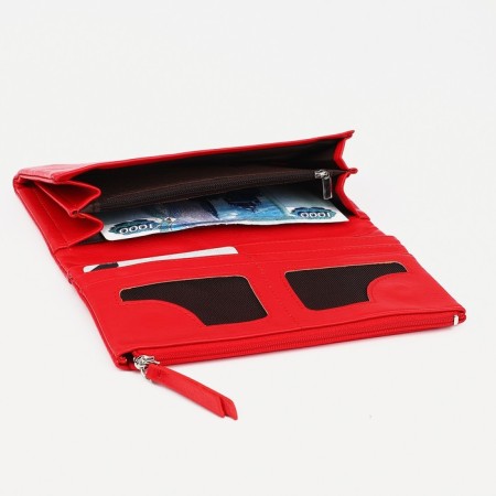Women's wallet on magnets, red color-3