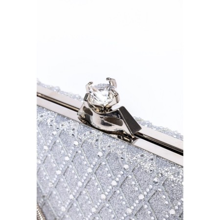 Female clutch, eco -leather, chrisbella silver, 19x5x12 cm-2