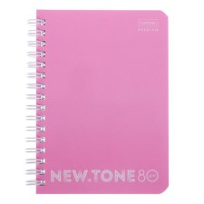 Записная книжка А6, 80 листов в клетку, на гребне, NEWtone PASTEL "Пион", обложка мелованный картон, глянцевая ламинация, блок 80г/м²