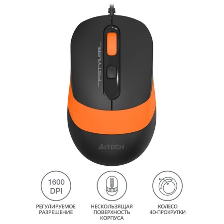 Mouse A4Tech FSTYLER FM10 Black/Orange optical (1600DPI) USB (4but)-1