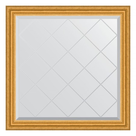 Mirror with engraving in the baguette frame, aged gold 67 mm, 82x82 cm