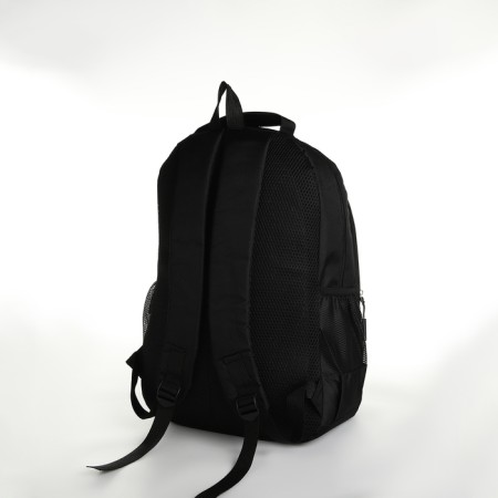 Youth backpack from textiles on lightning, 5 pockets, black/green color-3