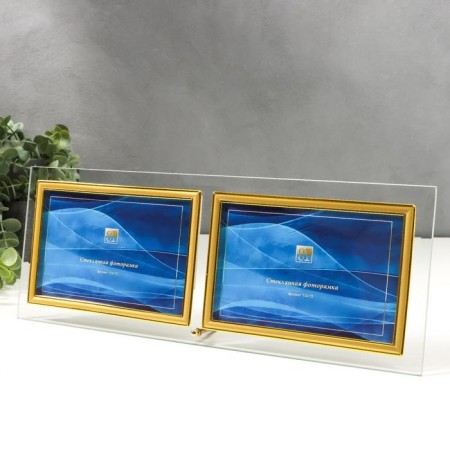 Photo frame Double glass "GT 234/-g" 10x15 cm, horizontal, gold-1