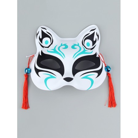 Kitsune carnival mask, black and blue
