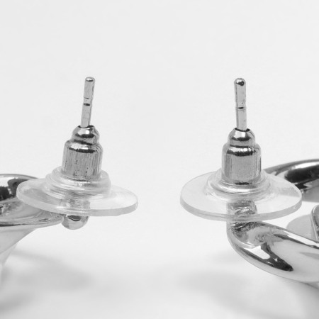 Earrings with pearls "abstraction" wave, color silver-2