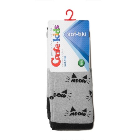 Children's tights with drawings CONTE KIDS Sof-Tiki, height 140-146 cm, color gray-black-5