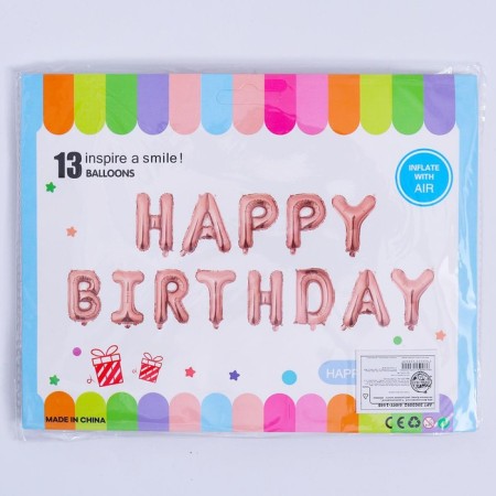 Foil ball 16 "Happy Birthday", capital letters, color pink gold-4