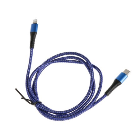 Type -C cable - Lightning, 3 A, 66 W, fast charging, fabric braid, 1 meter, blue-2