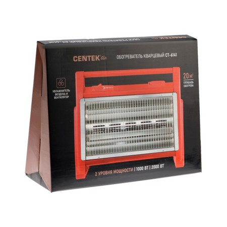 CENTEK CT-6141 heater, quartz, floor, 2000 watts, 20 m², red-12