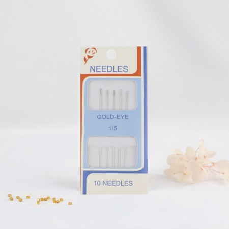 Sewing needles for beads, d = 0.55 mm, 5.5 cm, 5 pcs