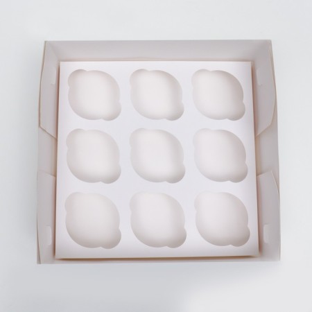 Packaging for 9 cupcakes with a window, white, 25 x 25 x 10 cm-2