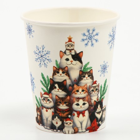 A single -paper glass “Happy New Year”, cats, 250 ml-1
