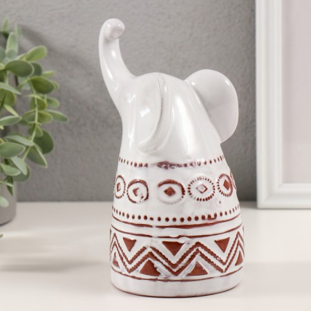 Souvenir Ceramics "Elek. Ethnic patterns" white aged 8.5x10.5x17 cm-1