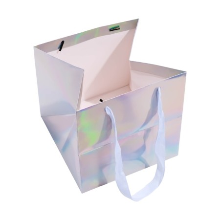 A packet for a cake with a square bottom, holographic, 20 x 20 x 20 cm-2