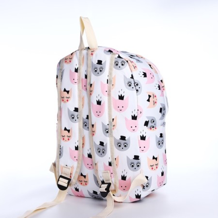 School backpack from textiles with a zipper, 3 pockets, pencil case, white/multi -colored color-5