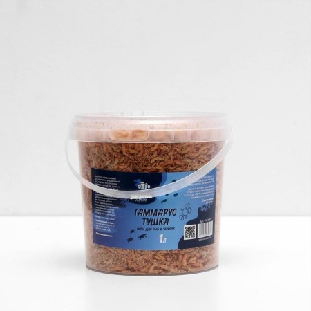 Feed for fish and turtles "Pigzon" gammarus carcass, bucket, 1 liter-1