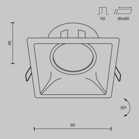 The built-in lamp Technical DL029-2-01W, 1x50W, 9x9x4.5 cm, GU10, white color-7