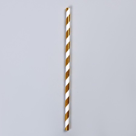 Pipe for cocktail "strip", set 12 pcs., Golden color-1