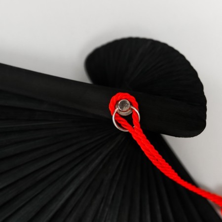 Fan bamboo, textiles h = 23 cm "Sakura branch" red, with a brush-4