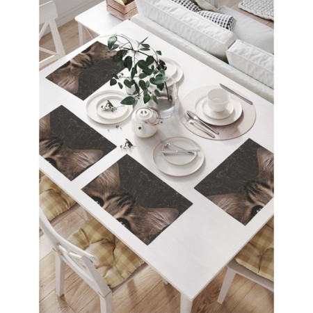 Set of napkins for setting the table "Curious cat", rectangular, size 32x46 cm, 4 pcs