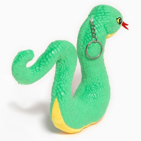 Soft toy "snake" on a key fob, 16 cm, green color-3