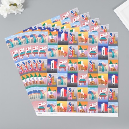Scrapbooking Paper "Travel" density 180 grams set 5 pcs 30.5x32 cm-1