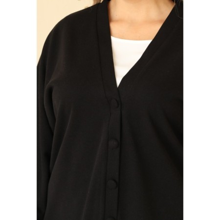 Women's costume: cardigan, trousers, size 50, black color-7